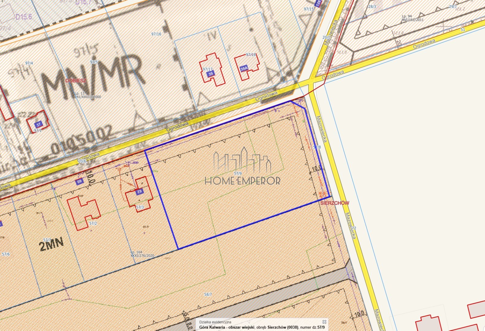 Działka budowlana 7 459 m², Sierzchów