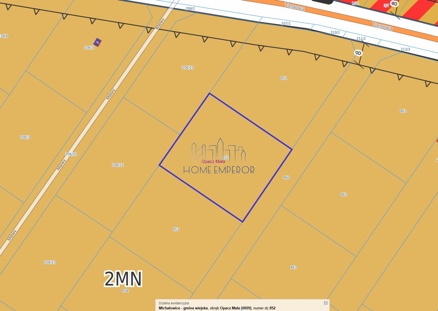 Działka budowlana 1 092 m², Opacz Mała