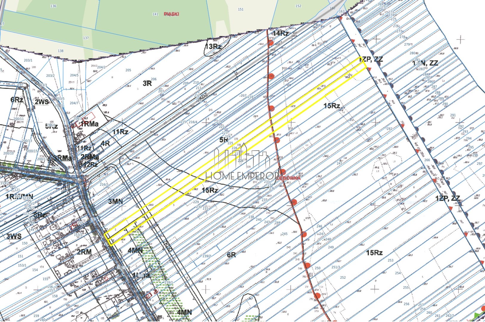Działka budowlana i inwestycyjna 2,27 ha, Dębówka