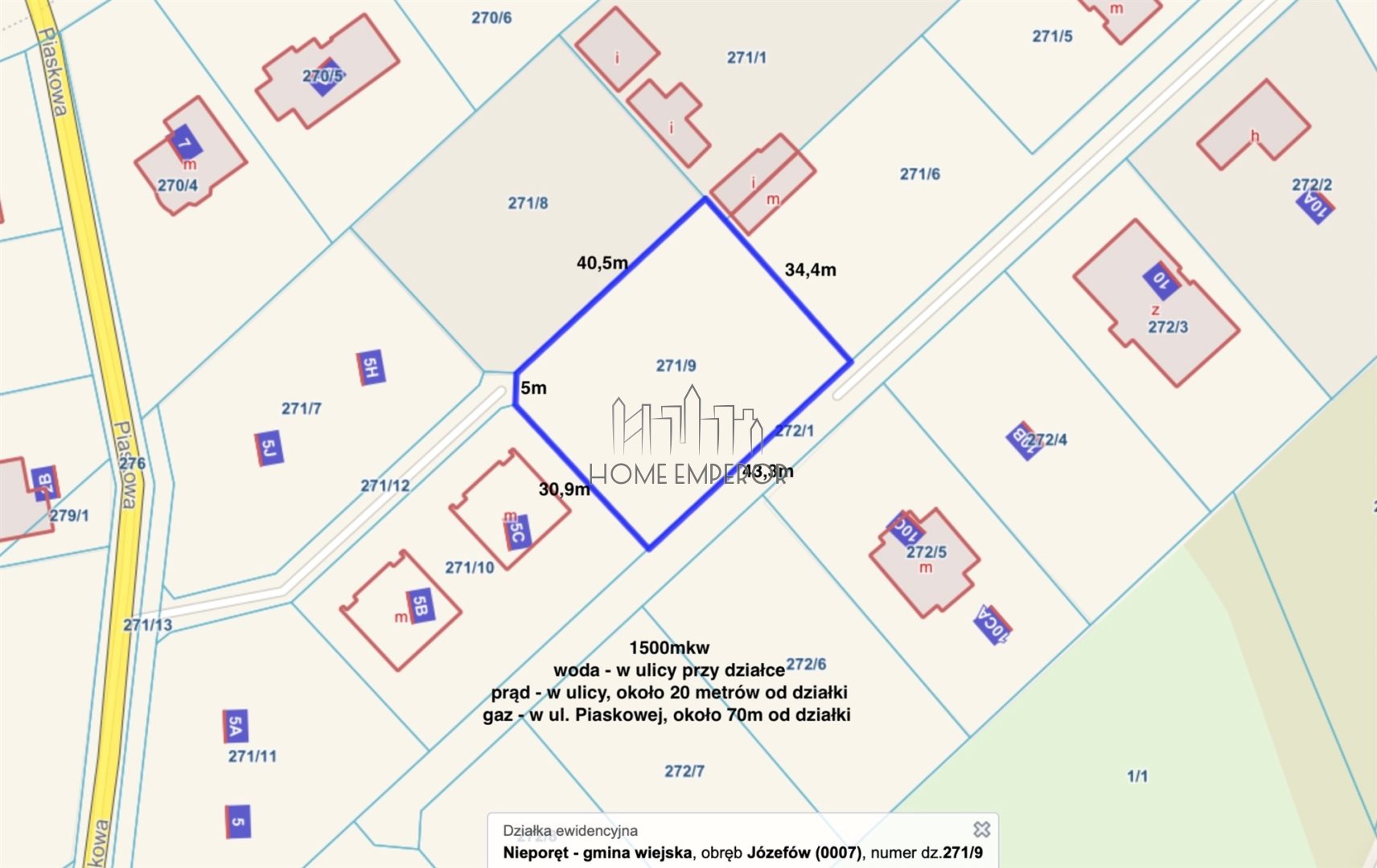 Działka budowlana 1 500 m², Józefów