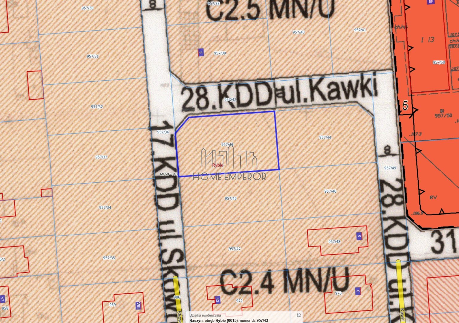 Działka budowlana i inwestycyjna 654 m², Rybie