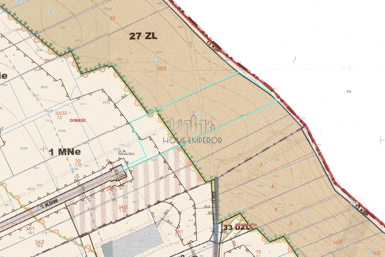 Działka budowlana 8 016 m², Dobiesz