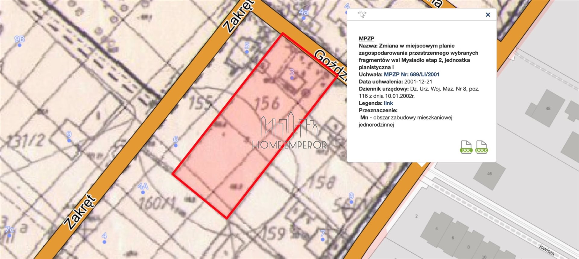 Działka budowlana 2 107 m², Mysiadło