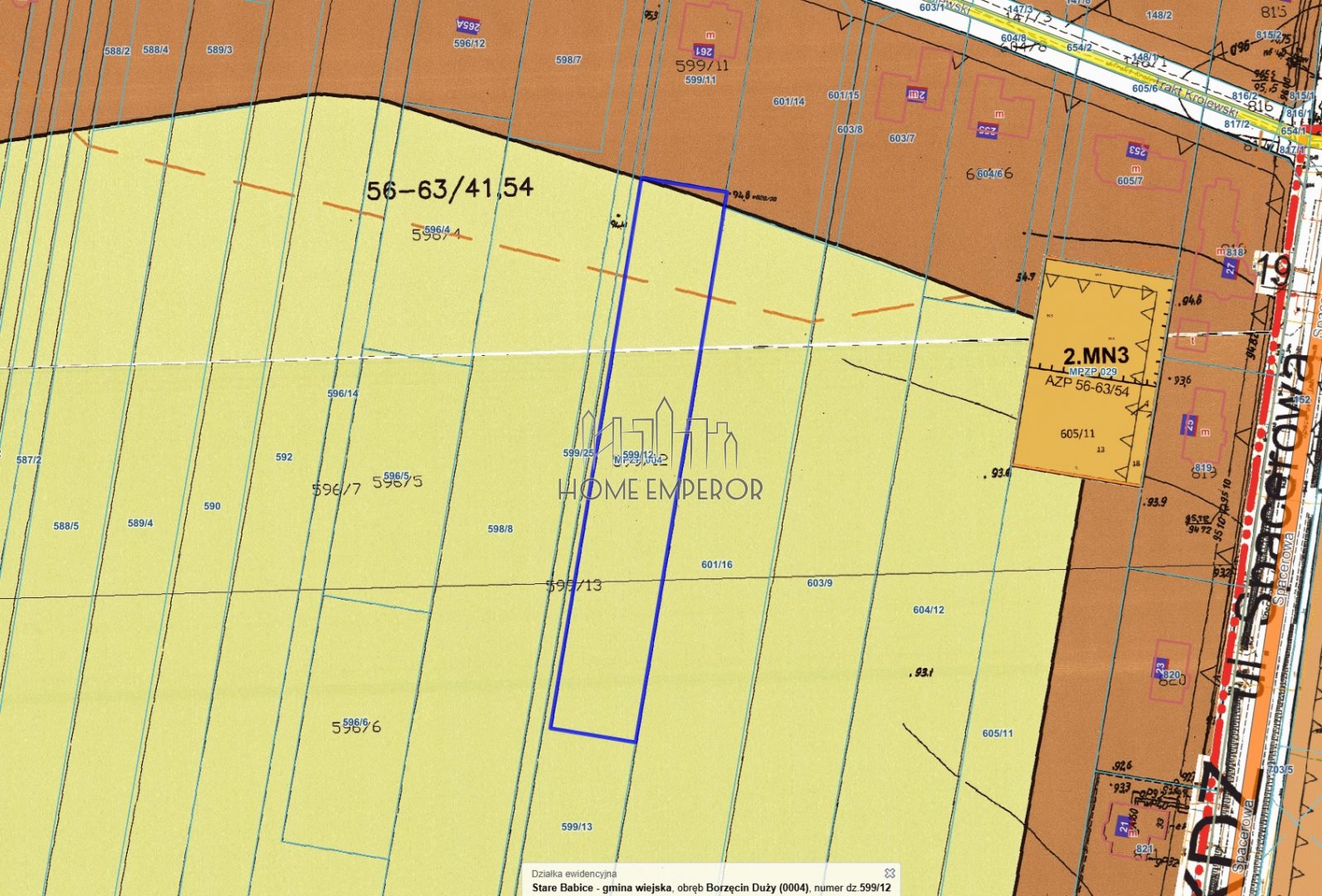 Działka rolna 3 000 m², Borzęcin Duży