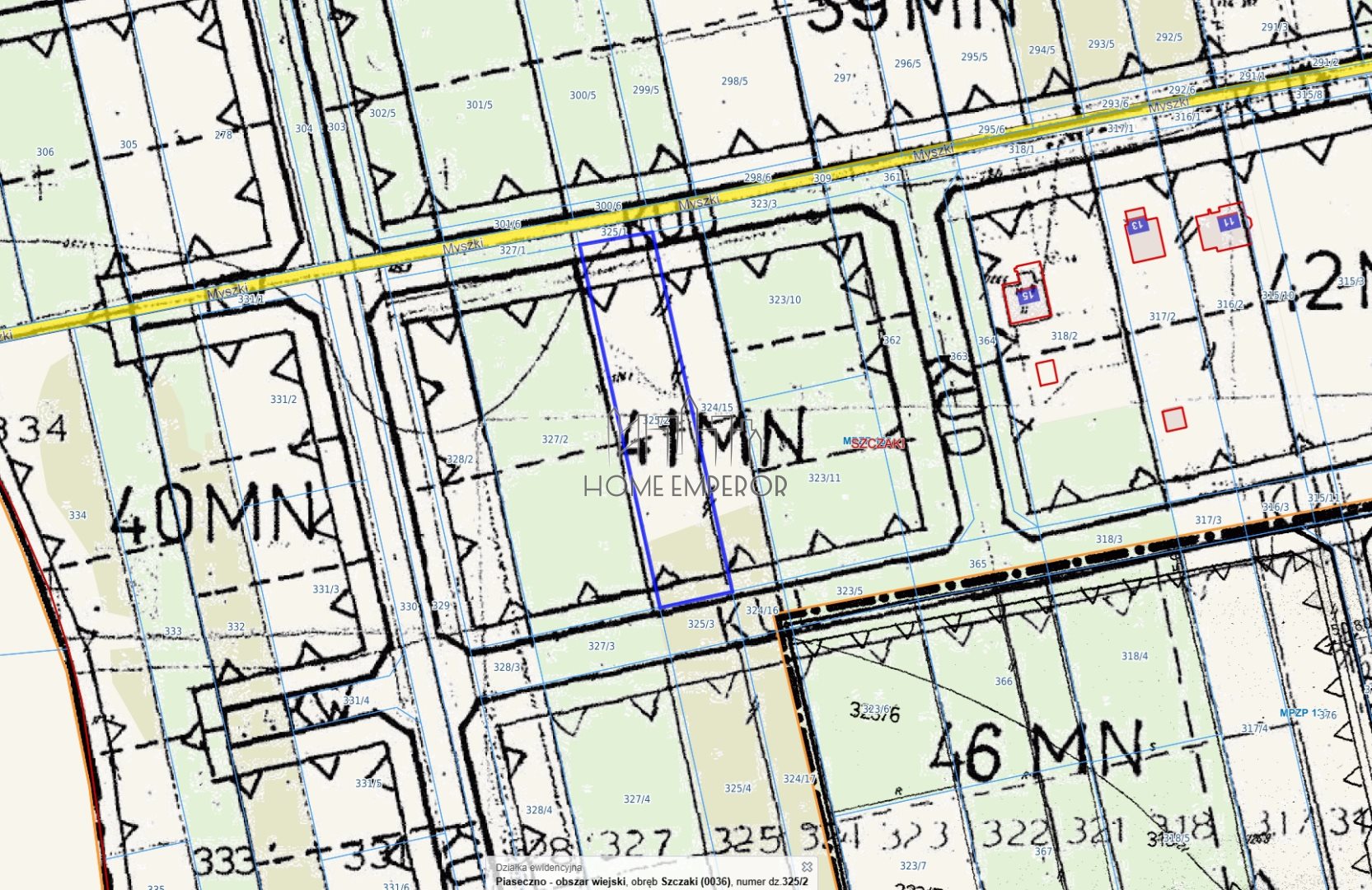 Działka budowlana 1 657 m², Szczaki