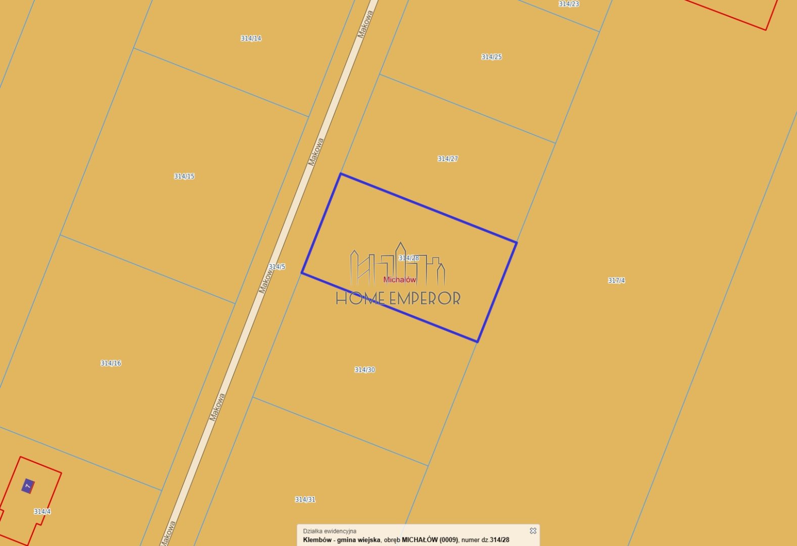 Działka budowlana 800 m², Michałów