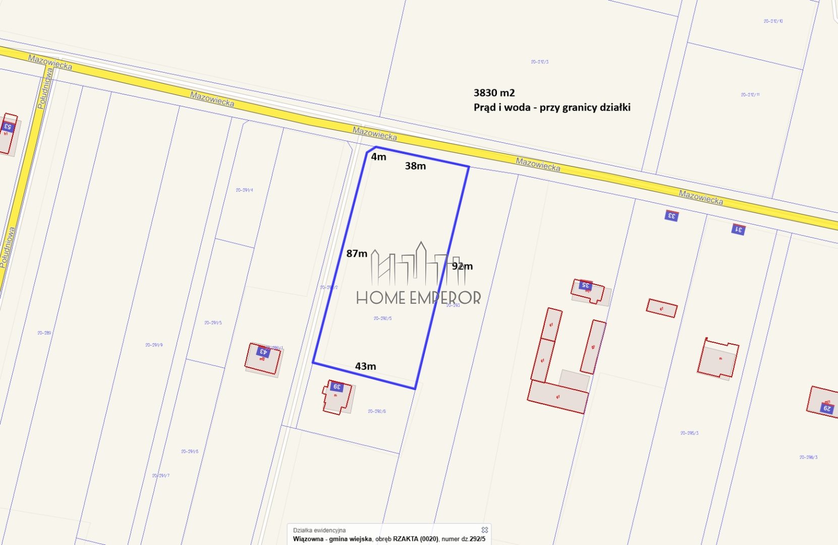 Działka budowlana 3 830 m², Rzakta
