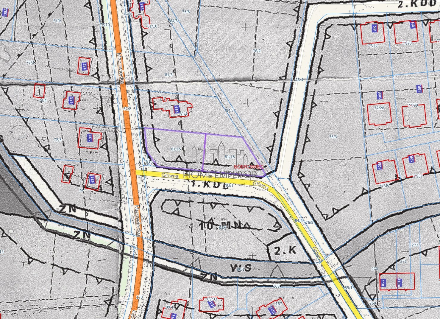Działka budowlana i inwestycyjna 1 717 m², Bobrowiec