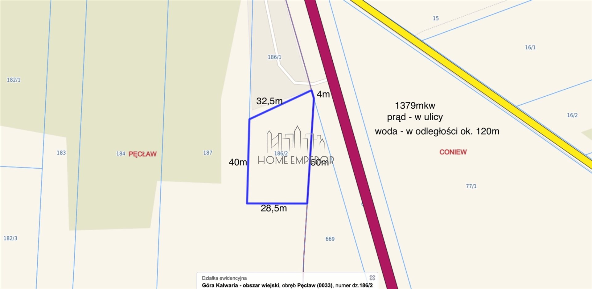 Działka budowlana i inwestycyjna 1 400 m², Pęcław