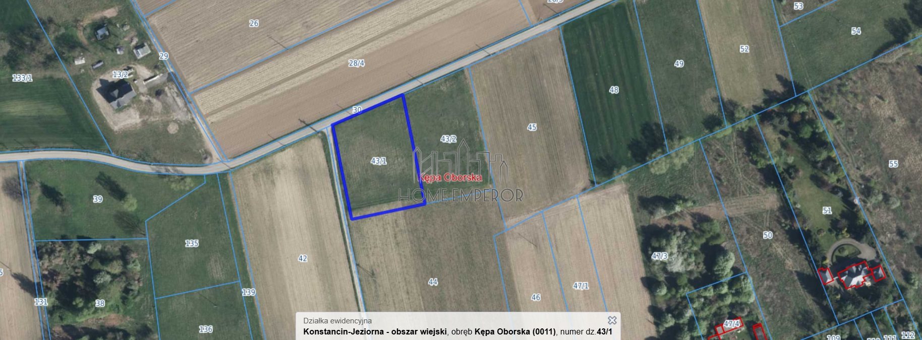 Działka budowlana 3 001 m², Kępa Oborska