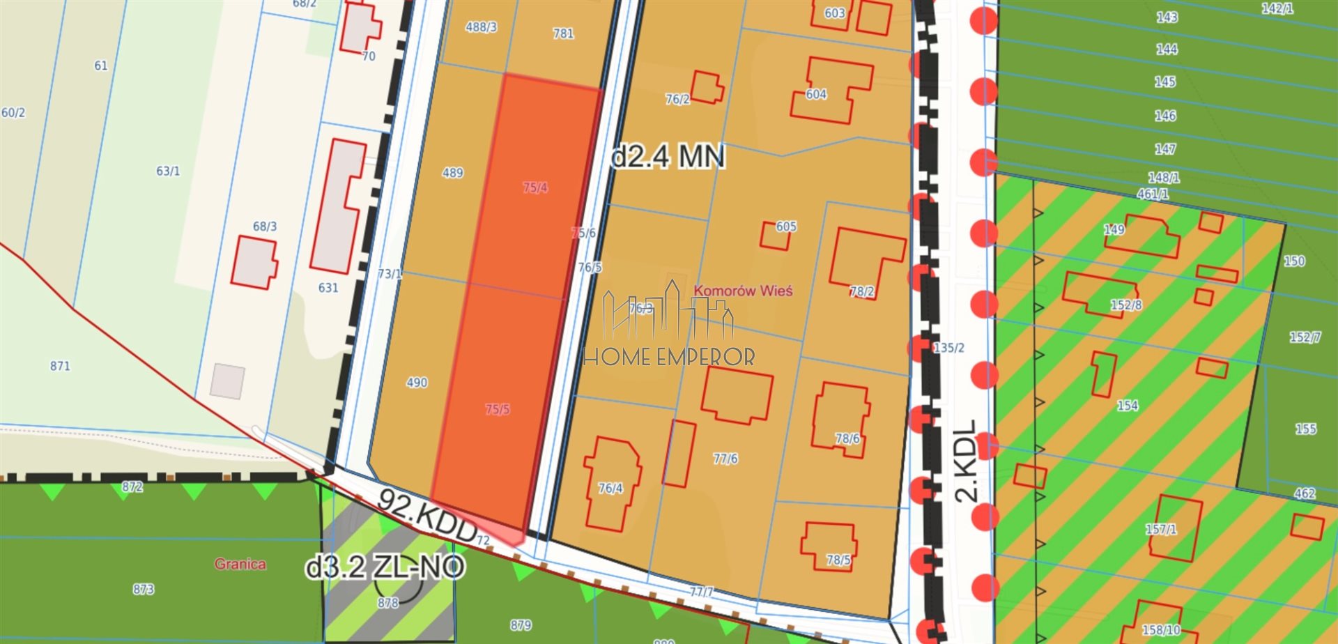Działka budowlana 1 980 m², Komorów