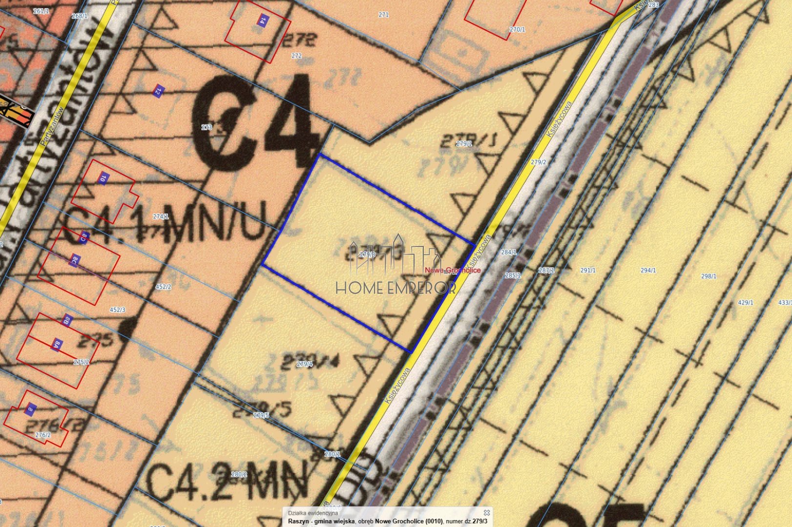 Działka budowlana 1 000 m², Nowe Grocholice
