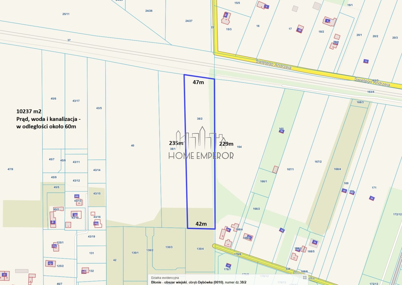 Działka budowlana 1,02 ha, Dębówka