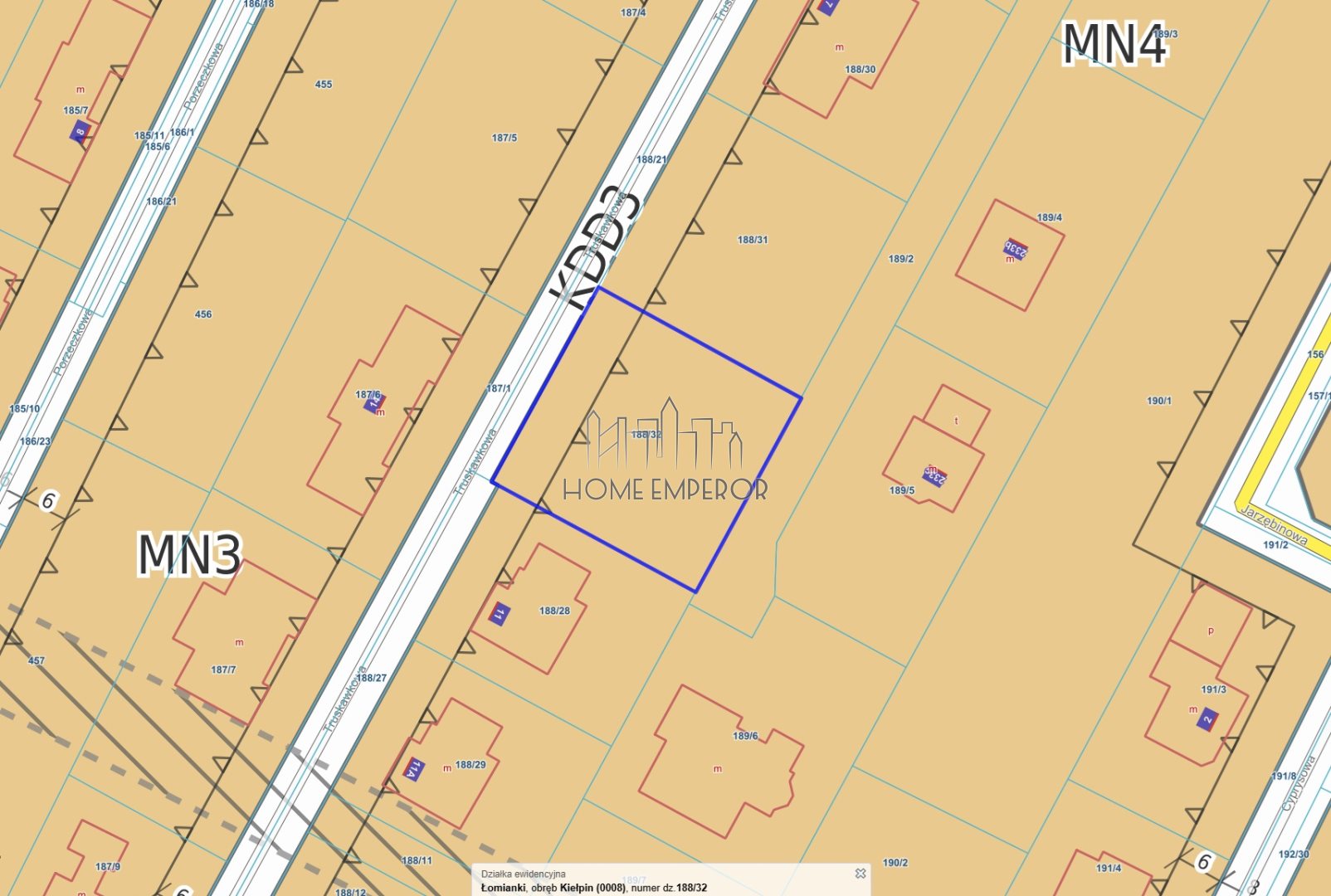 Działka budowlana 811 m², Kiełpin