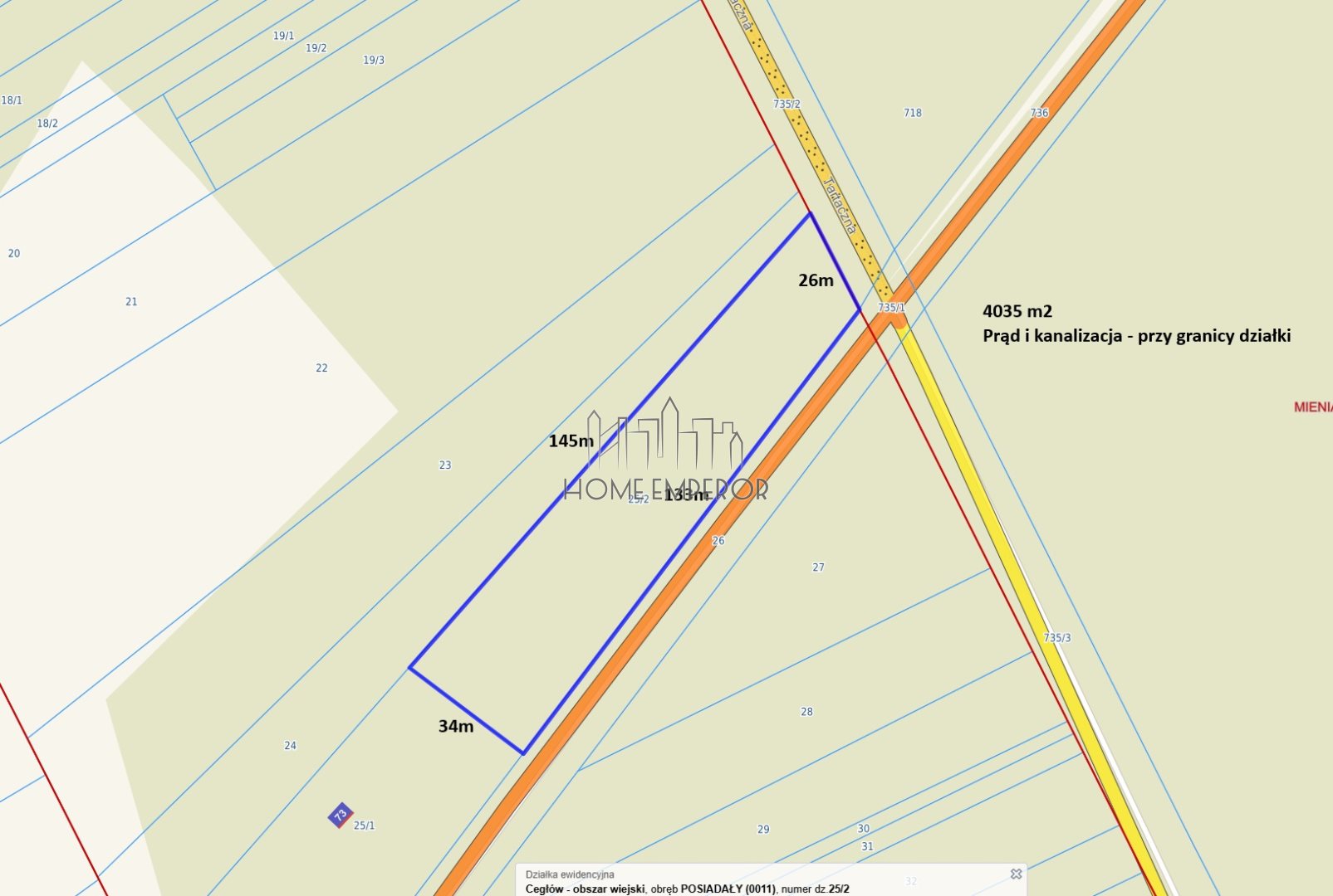 Działka leśna 4 035 m², Posiadały