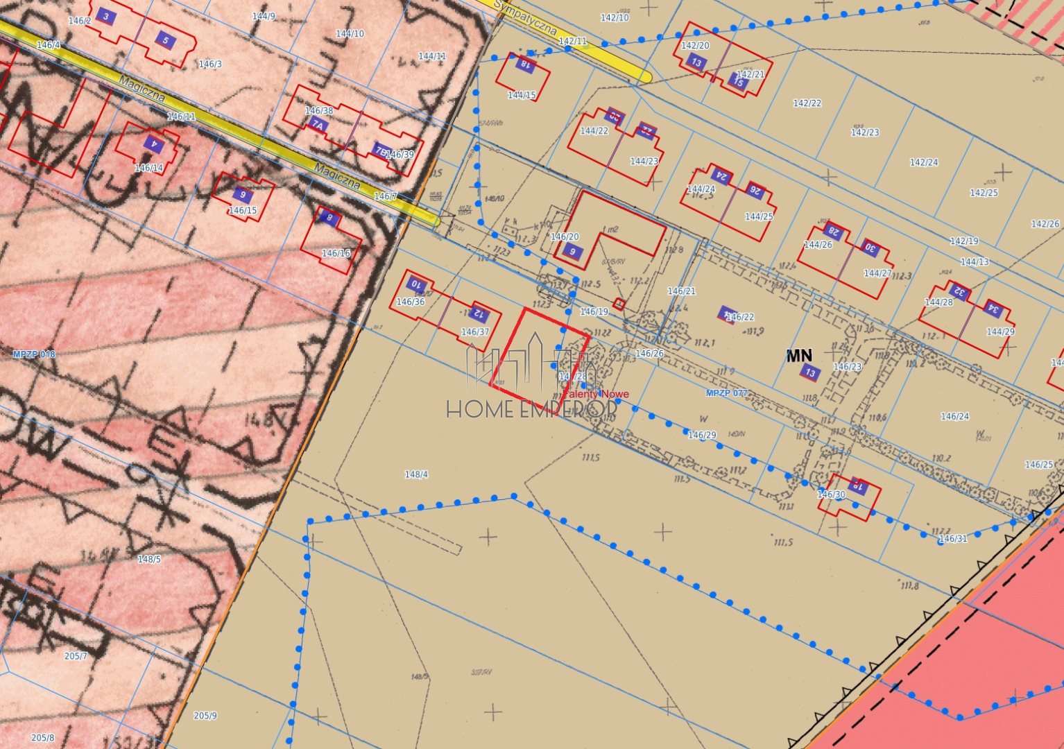 Działka budowlana 500 m², Falenty Nowe
