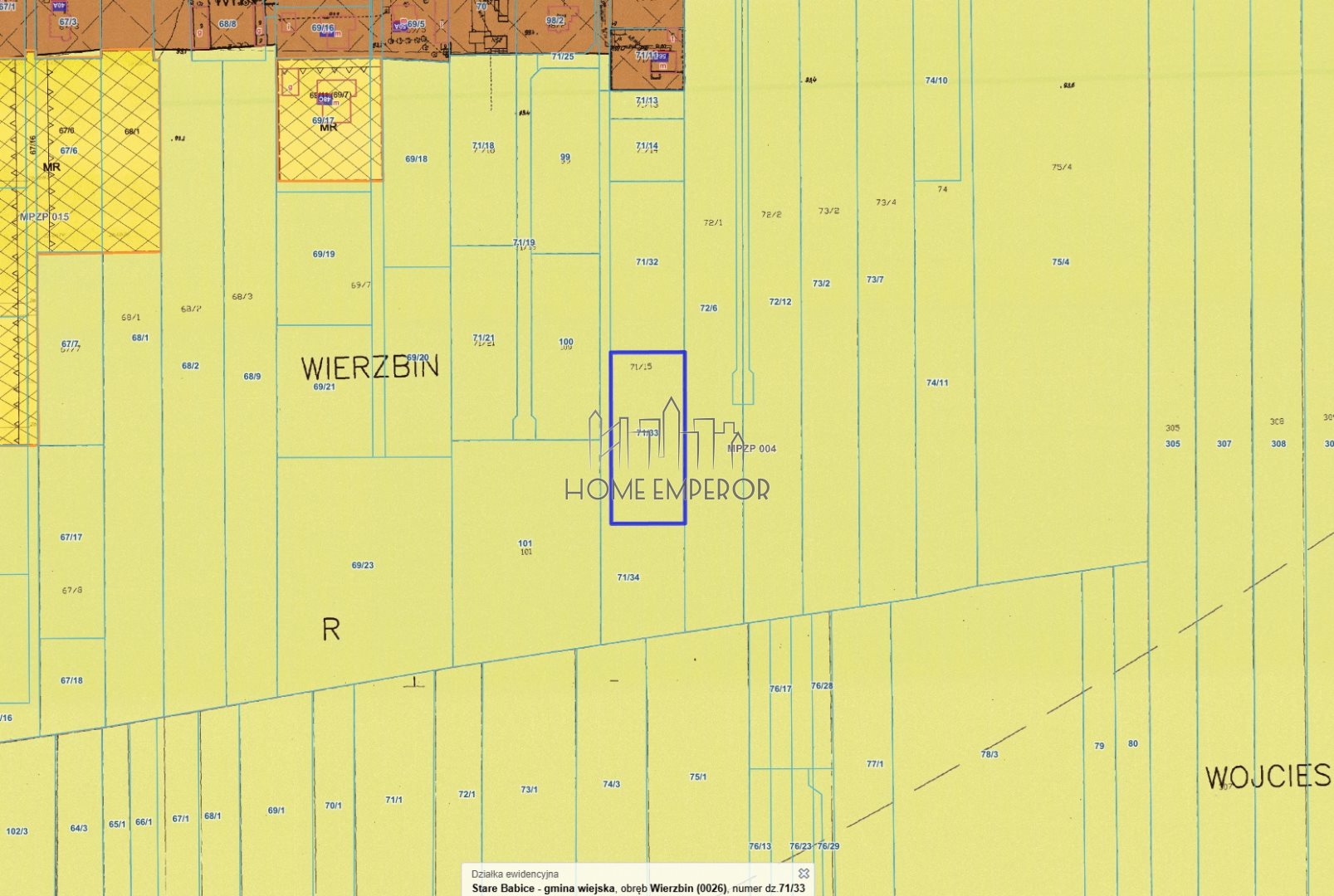 Działka rolna 2 997 m², Wierzbin