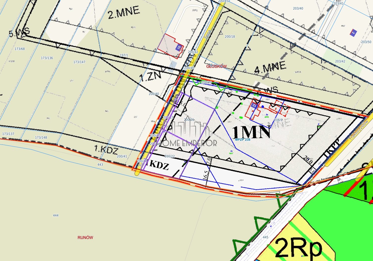Działka budowlana 2 000 m², Głosków