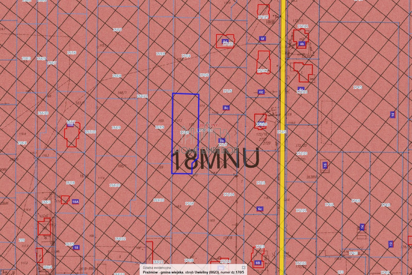 Działka budowlana i inwestycyjna 1 160 m², Uwieliny