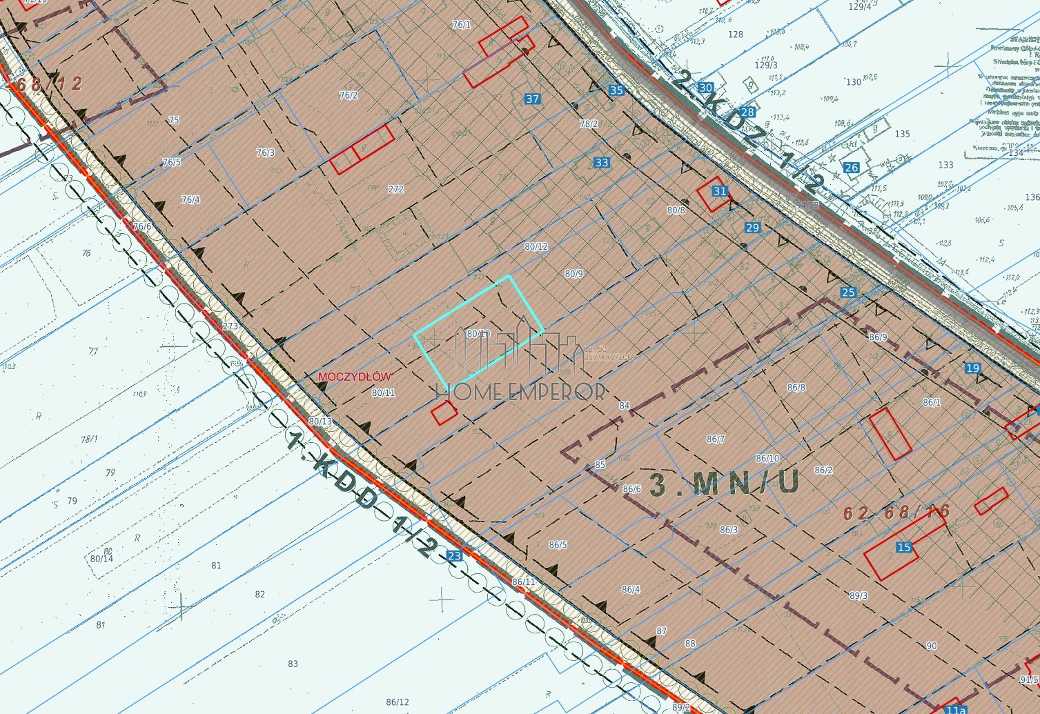 Działka budowlana i inwestycyjna 1 081 m², Moczydłów
