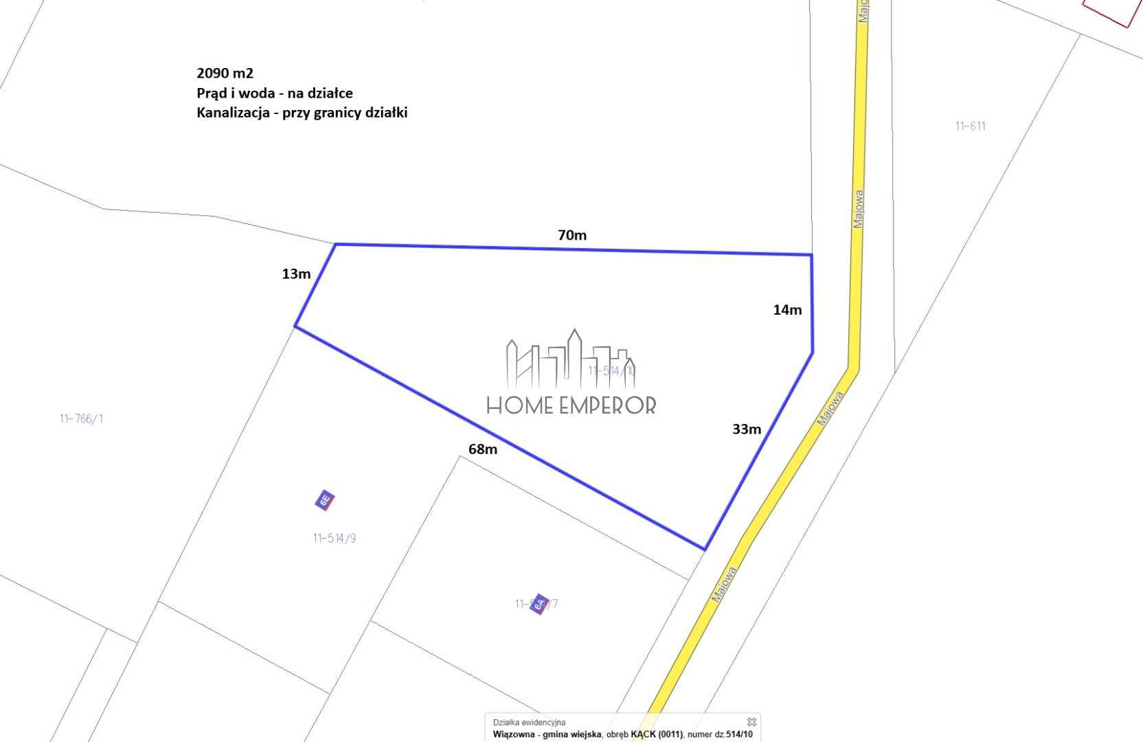 Działka budowlana 2 090 m², Kąck