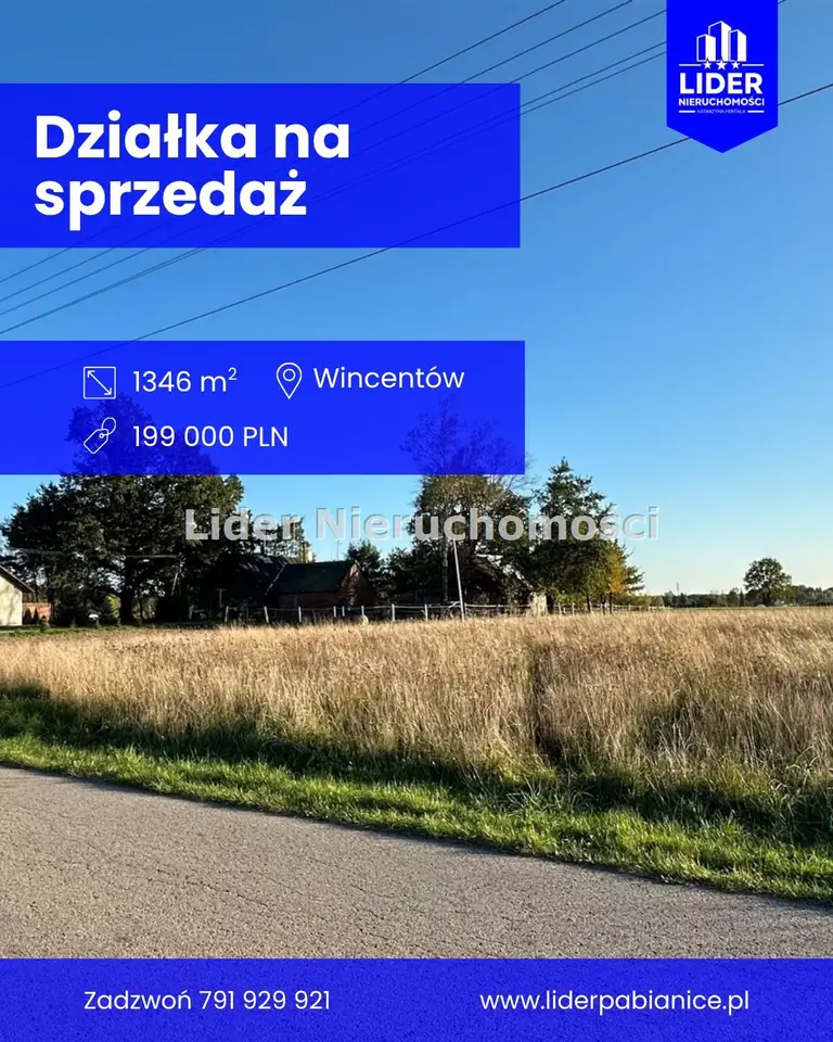 Działka budowlana 1 346 m², Wincentów