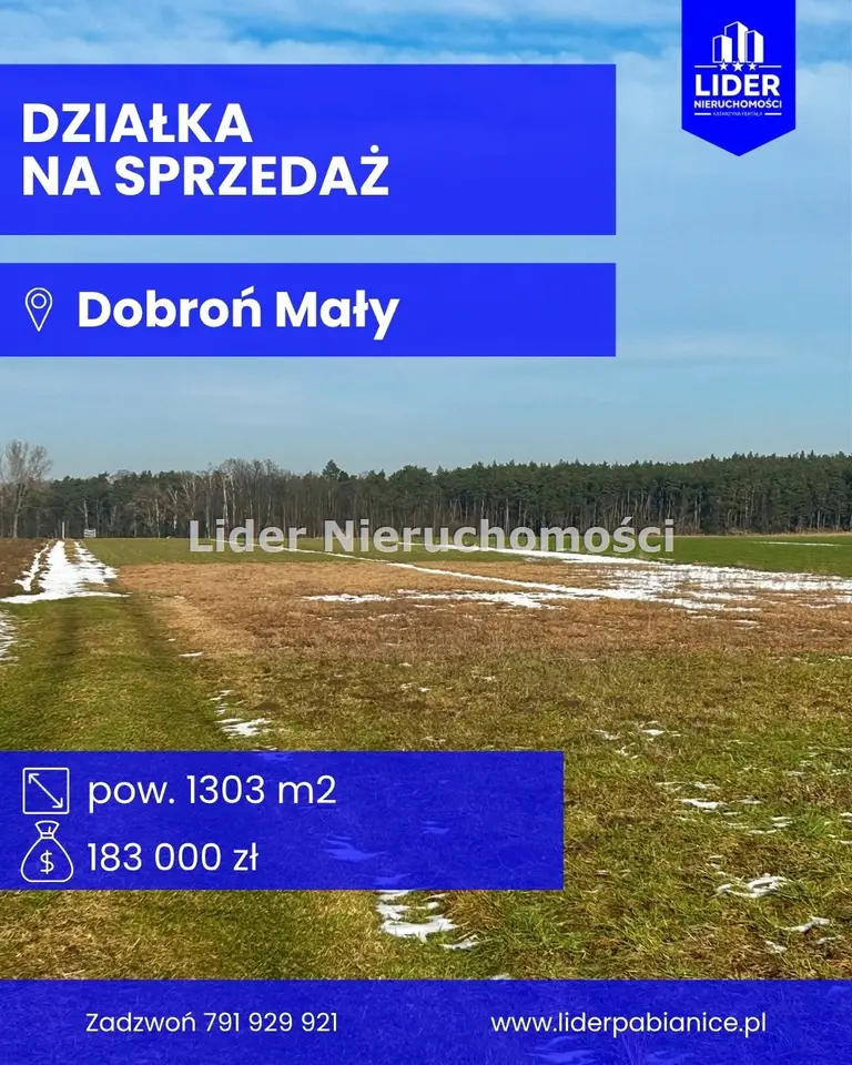 Działka budowlana 1 303 m², Dobroń Mały