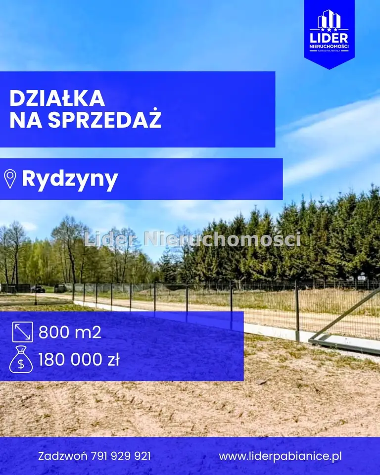Działka budowlana 800 m², Rydzyny