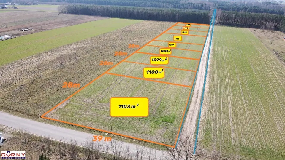 Działka budowlana 1 100 m², Mierzyn