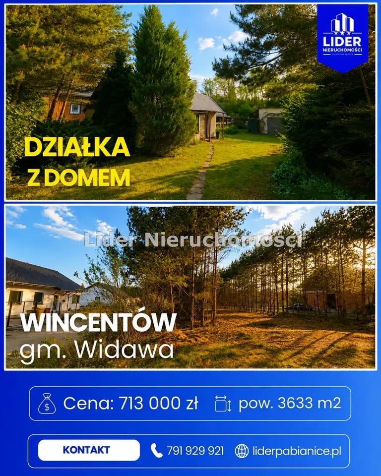 Działka budowlana 3 633 m², Wincentów