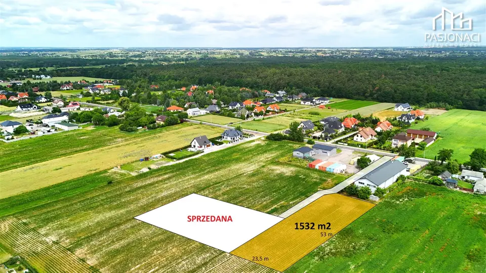 Działka budowlana 1 497 m², Prawiedniki