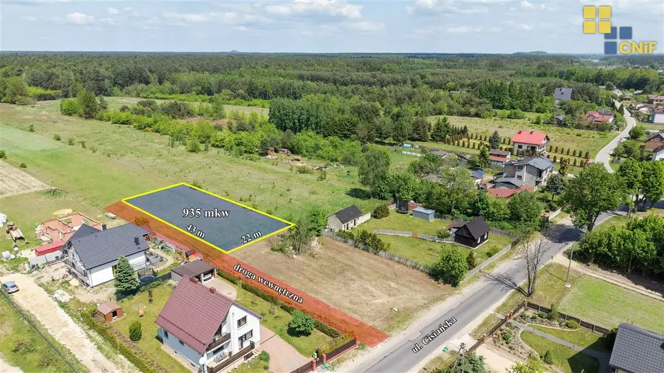Działka budowlana 935 m², Cisie