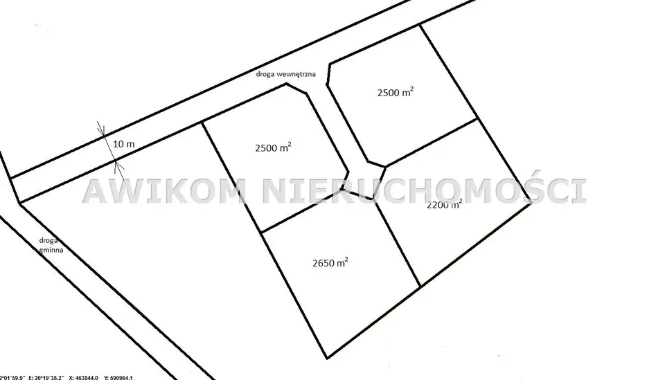 Działka budowlana 2 500 m², Antoniew