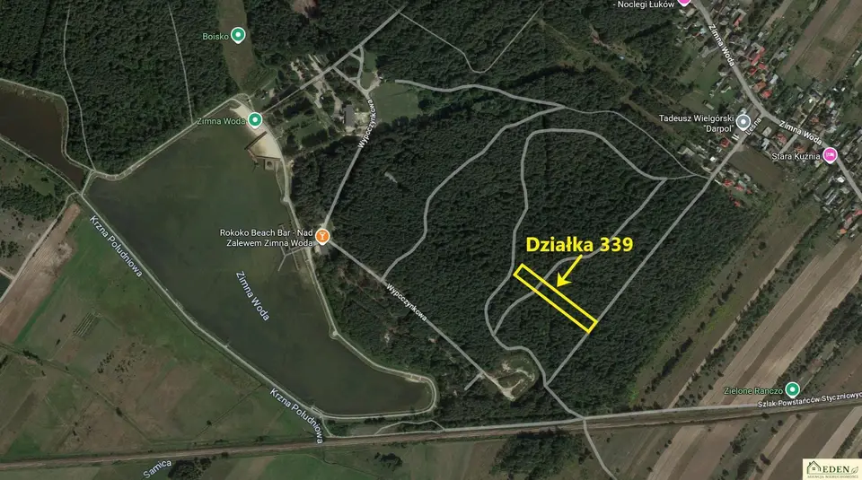 Działka leśna 4 979 m², Łuków, Zimna Woda