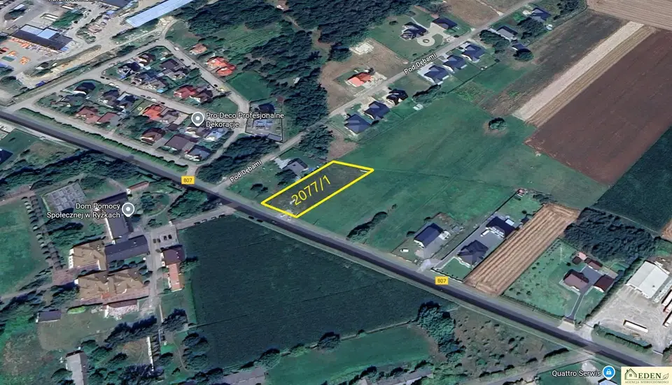 Działka budowlana 2 076 m², Ryżki