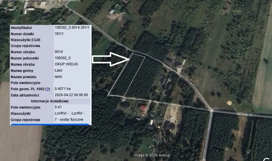 Działka budowlana 4 000 m², Okup Wielki