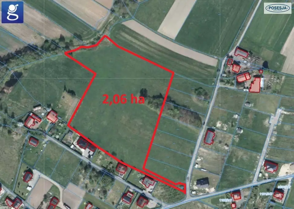 Działka budowlana 2,06 ha, Książenice