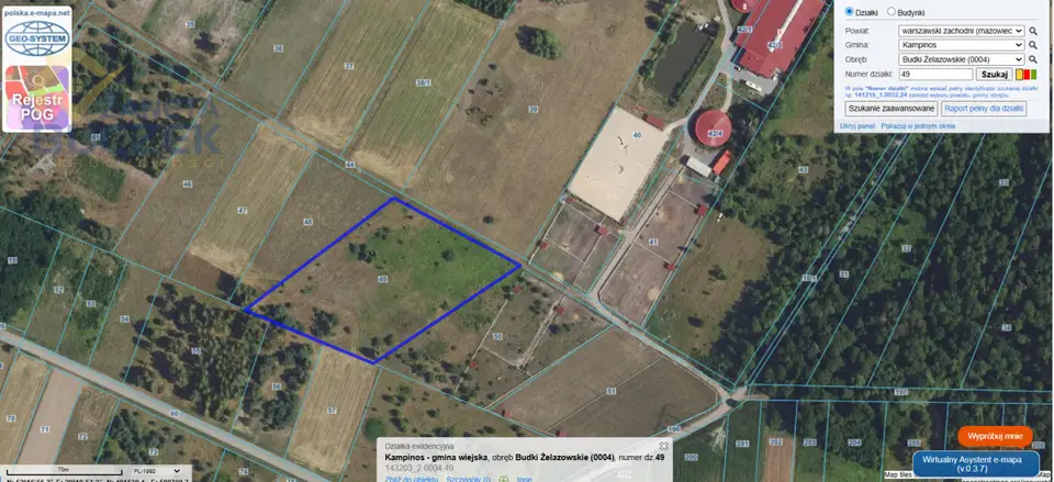 Działka budowlana i leśna 8 552 m², Budki Żelazowskie