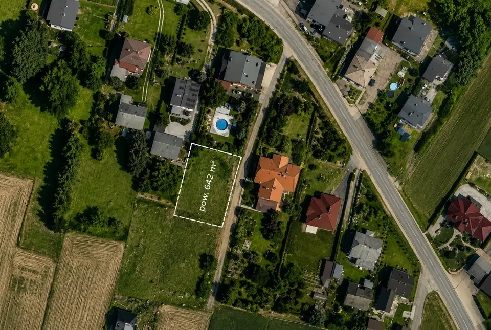 Działka budowlana 642 m², Skrzyszów