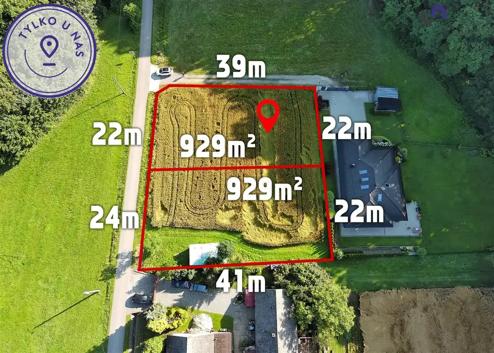 Działka budowlana 929 m², Rudzica