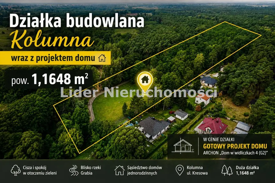 Działka budowlana 1,16 ha, Łask, Kolumna