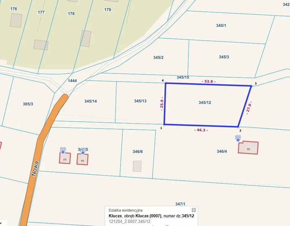 Działka budowlana 1 300 m², Klucze