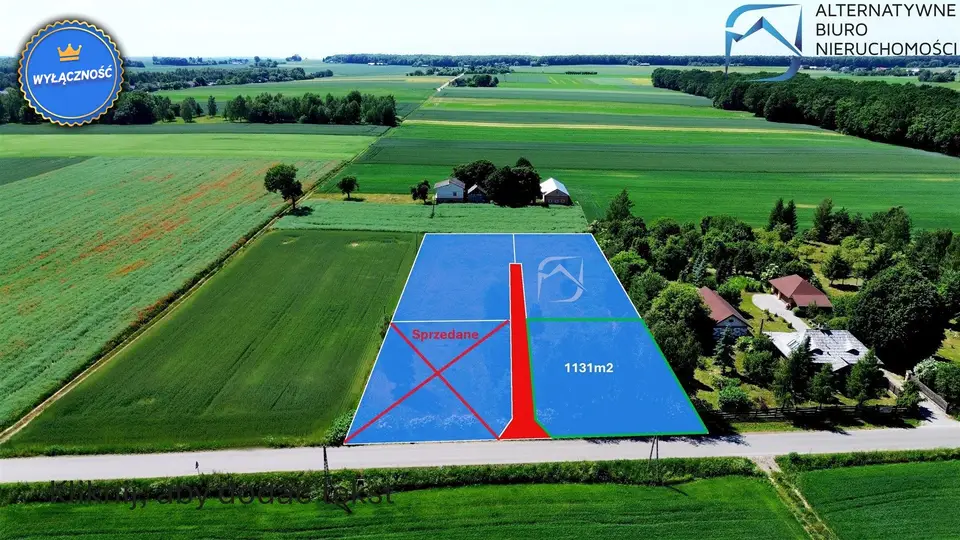 Działka budowlana 1 131 m², Kolonia Kiełczewice Dolne