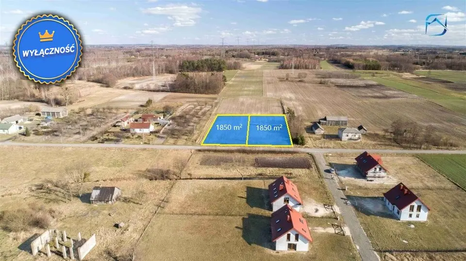 Działka budowlana 1 850 m², Malinówka