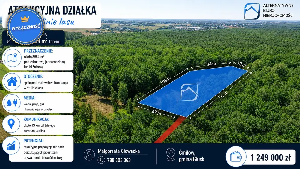Działka budowlana i rolna 7 414 m², Ćmiłów