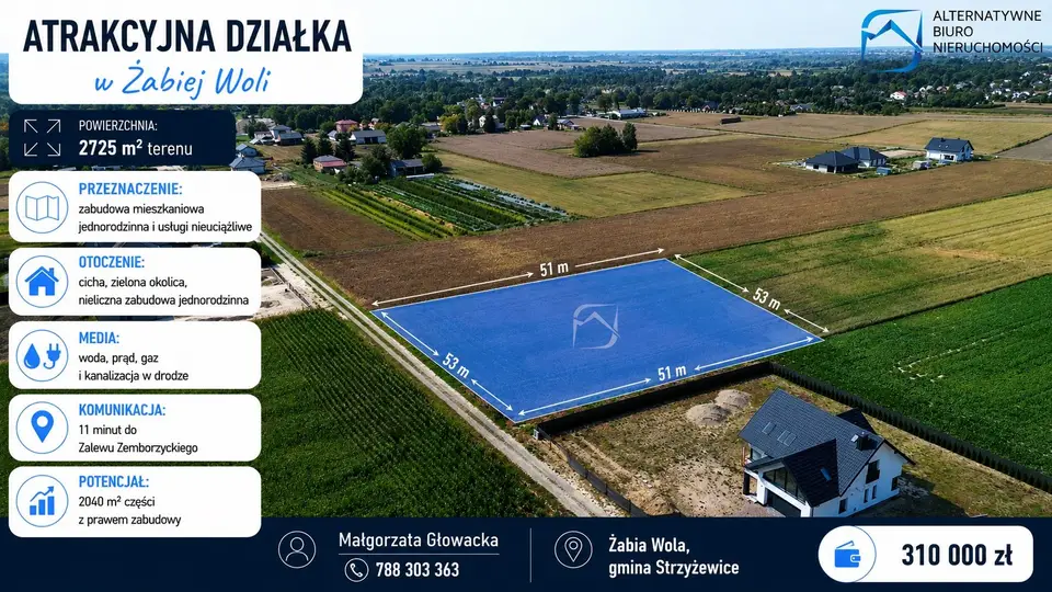Działka budowlana i rolna 2 725 m², Żabia Wola