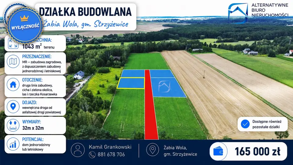 Działka budowlana 1 043 m², Żabia Wola