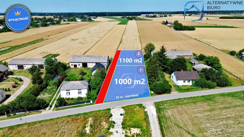Działka budowlana 1 000 m², Leśce