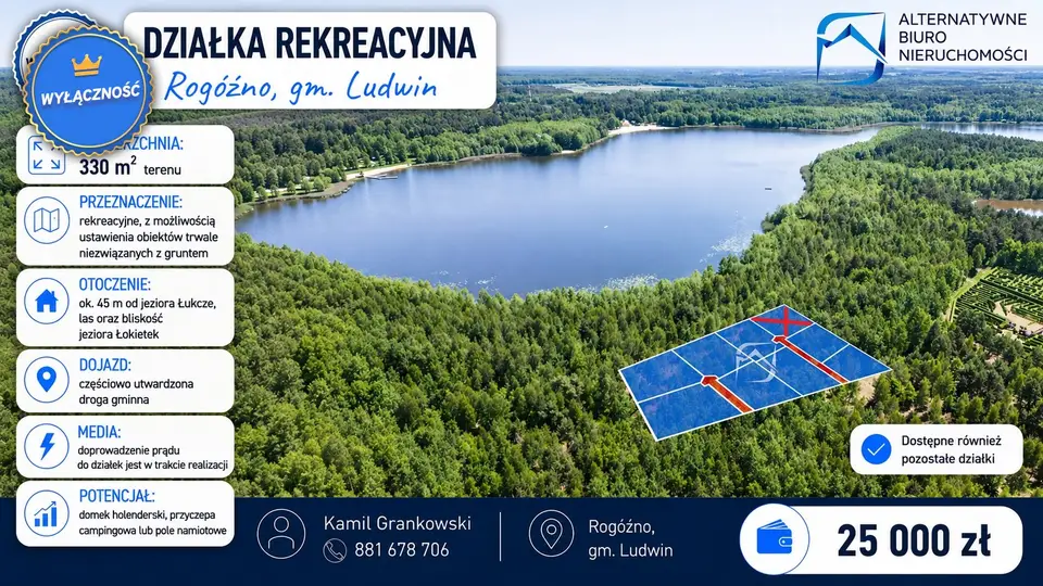 Działka rekreacyjna 330 m², Rogóźno