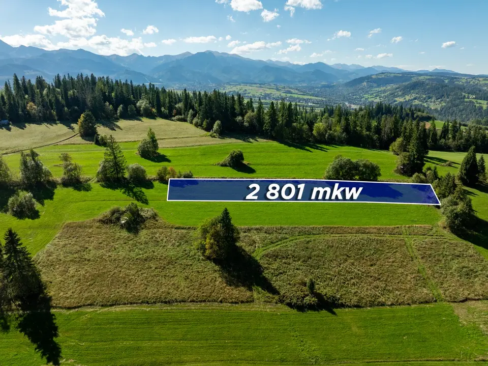 Działka rolna 2 801 m², Poronin